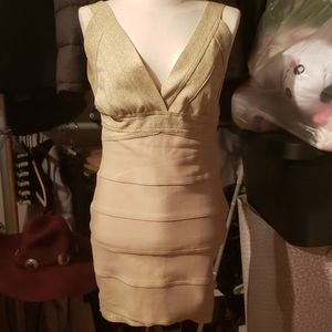 Tan/gold lurex bodycon dress